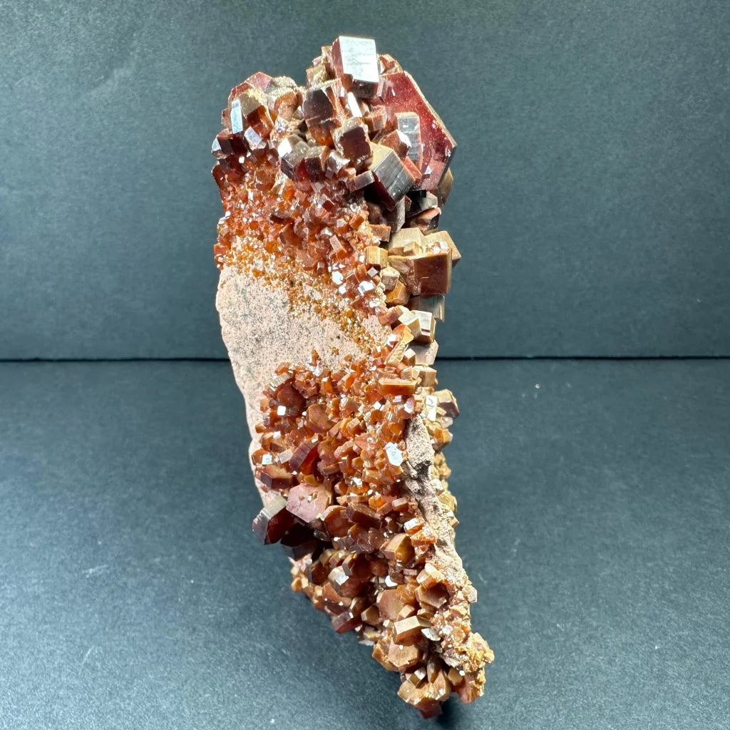Stunning fiery cubic vanadinite cluster from Morocco