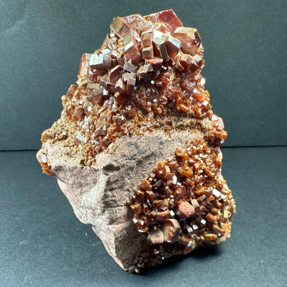 Stunning vanadinite cluster from Morocco with fiery cubic crystals