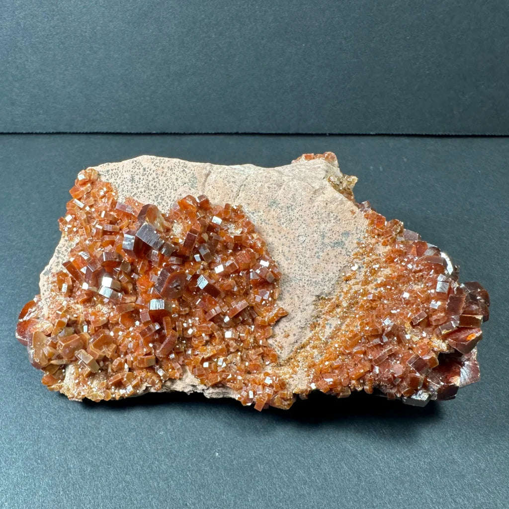 Stunning fiery vanadinite cluster from Morocco with cubic crystals