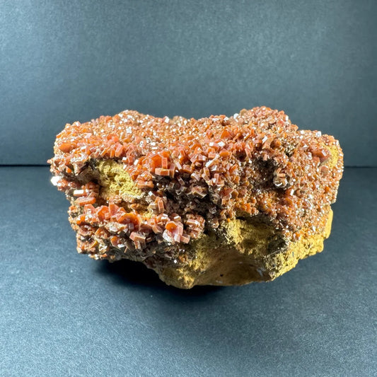 Stunning vanadinite crystals from Morocco on yellowish matrix