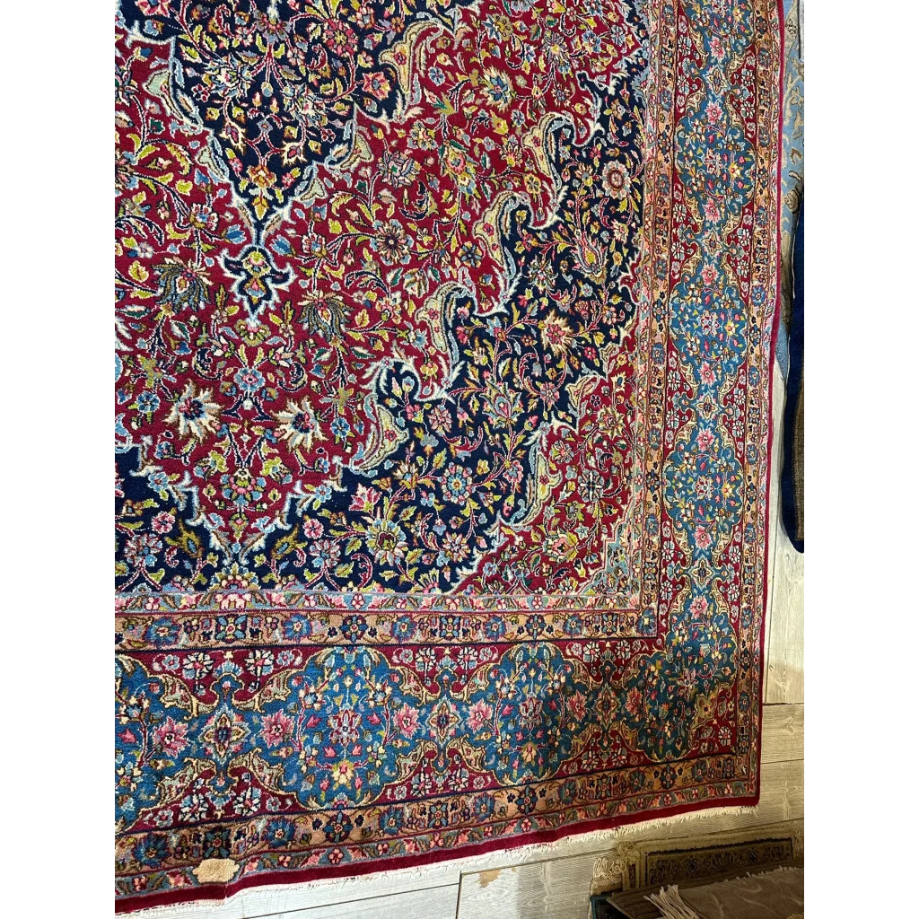 Stunning vintage fine Persian rug with vibrant red medallion design