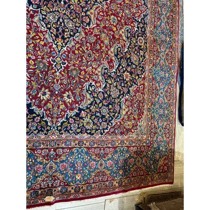 Stunning vintage fine Persian rug with vibrant red medallion design