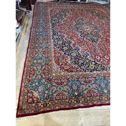 Stunning vintage fine Persian rug with red medallion and ornate patterns