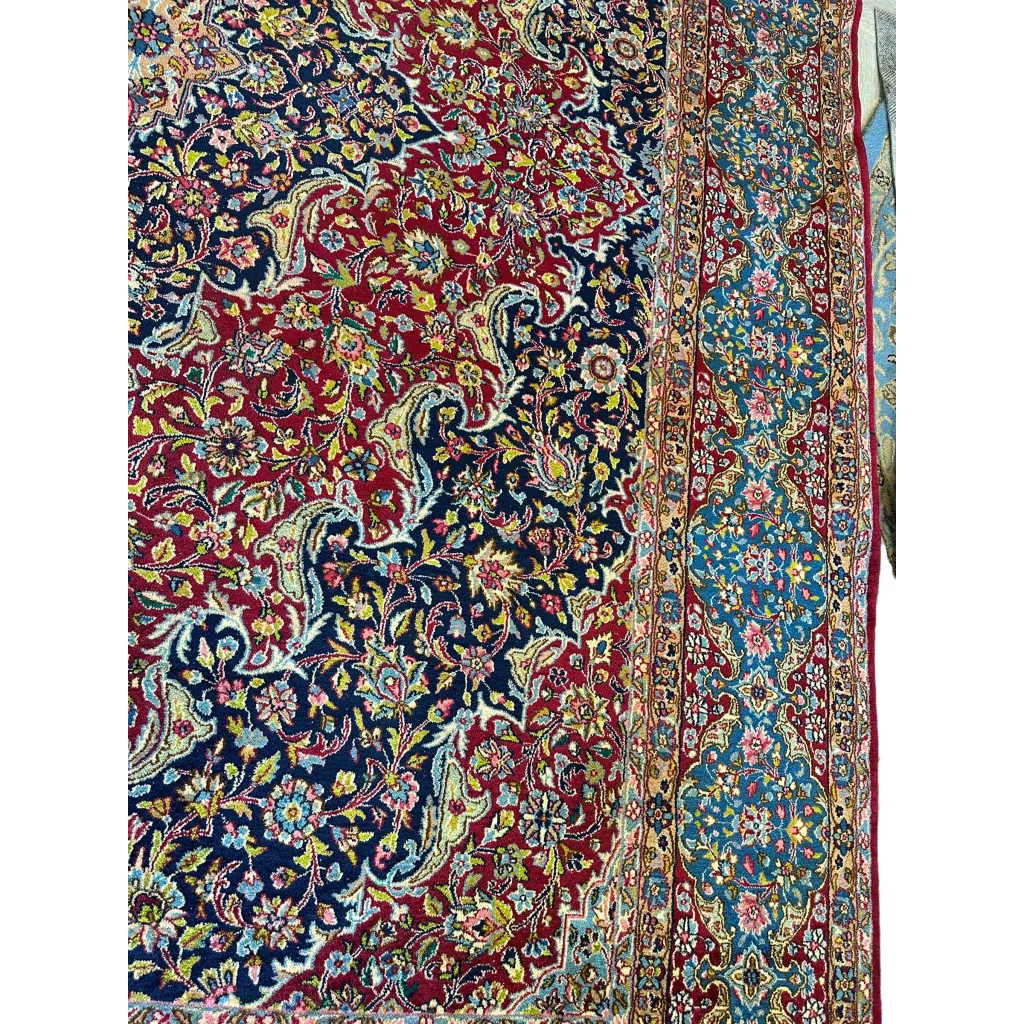 Stunning vintage fine Persian rug with vibrant red blue medallion design
