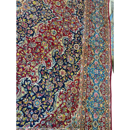 Stunning vintage fine Persian rug with vibrant red blue medallion design