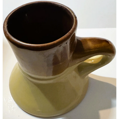 Vintage mid century studio pottery jug with two tone design and handle