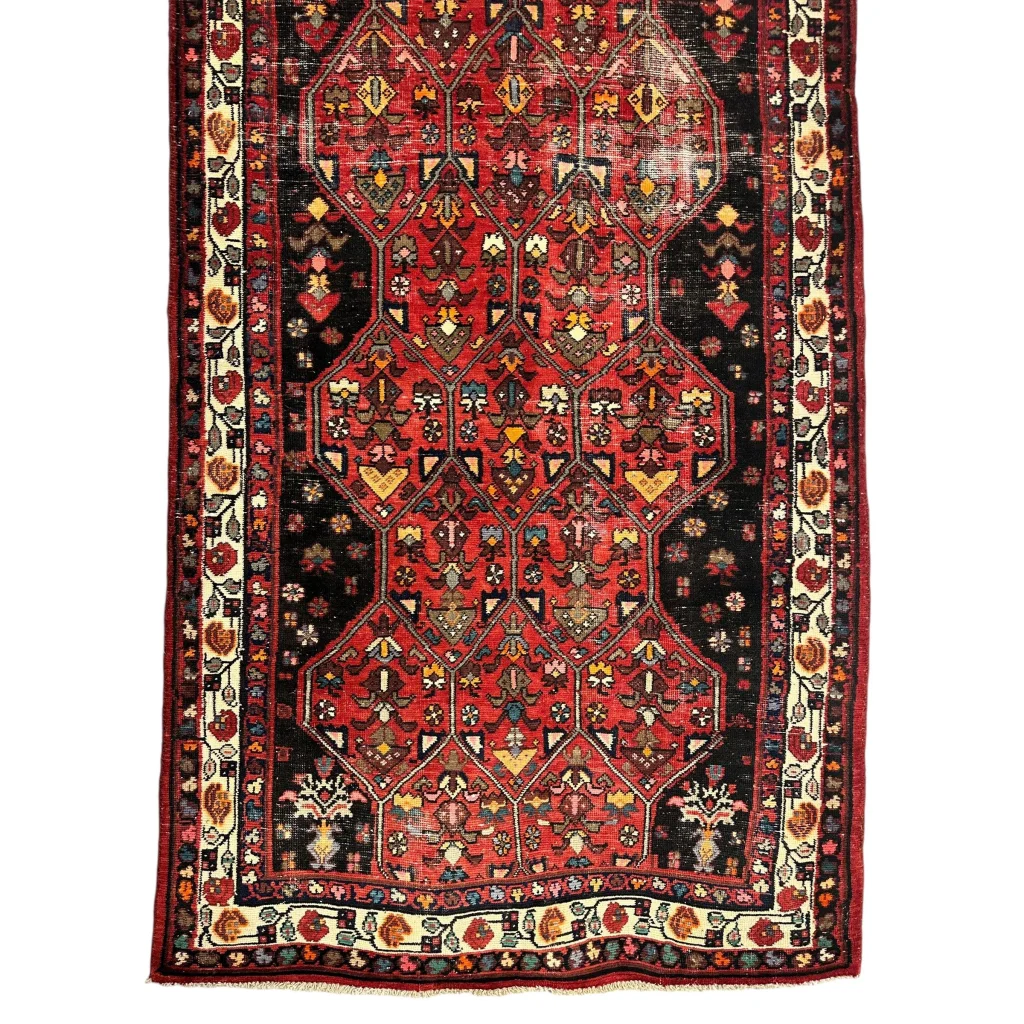 Vintage Persian Hosseinabad runner from 1950s with intricate patterns