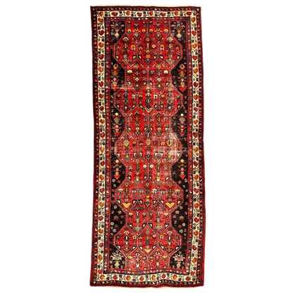 Vintage Persian Hosseinabad runner from 1950s with intricate patterns