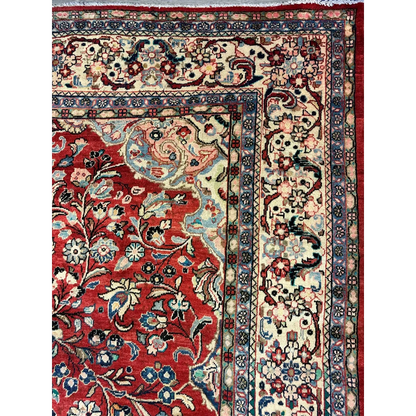 Vintage 1950s Persian Mahal rug with rich red floral paisley patterns