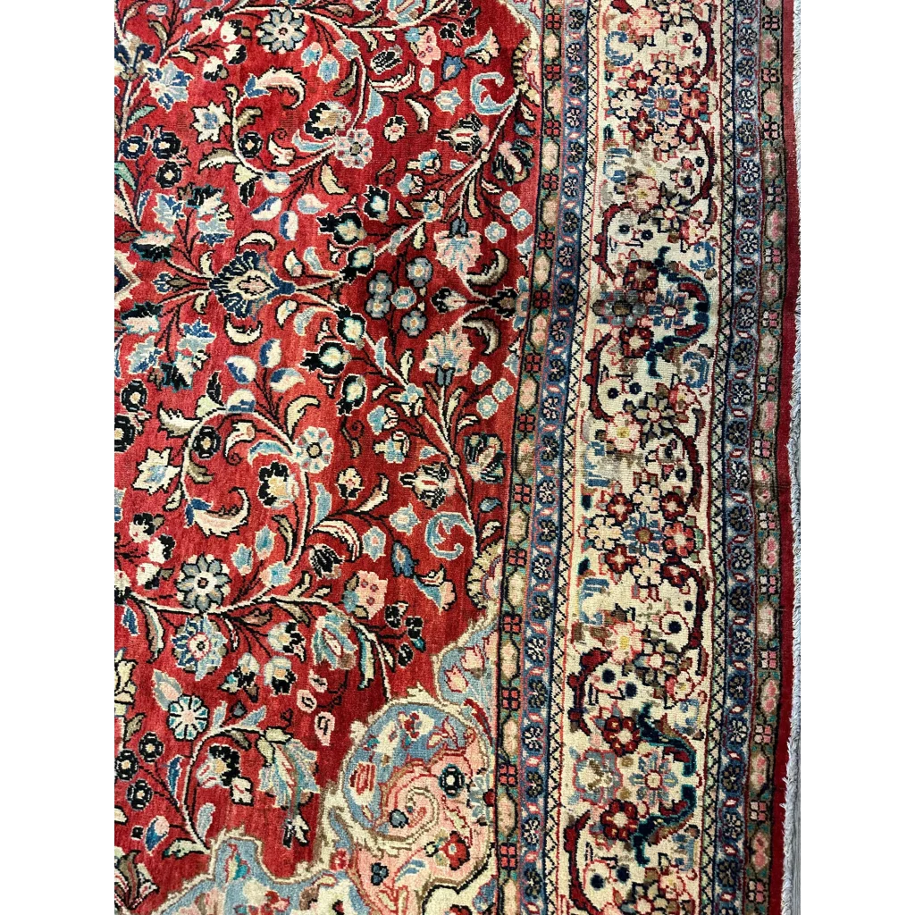 Stunning vintage Persian Mahal rug with rich red floral patterns