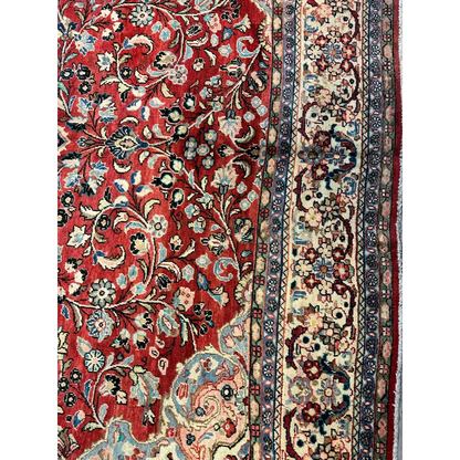 Stunning vintage Persian Mahal rug with rich red floral patterns