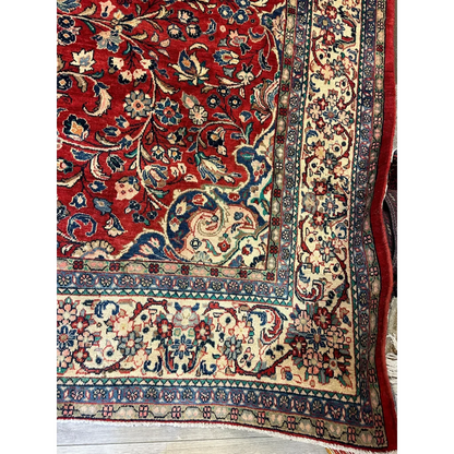 Stunning 1950s vintage Persian Mahal rug with rich red floral patterns