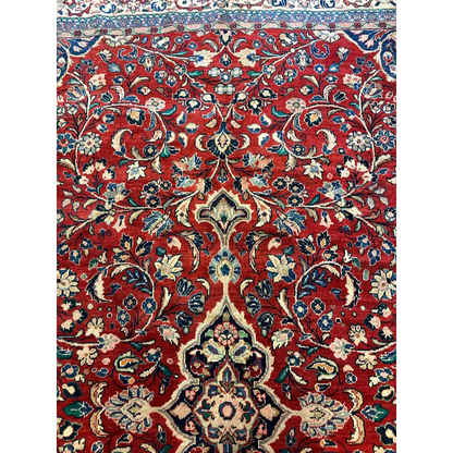 Stunning vintage Persian Mahal rug in rich red with floral patterns