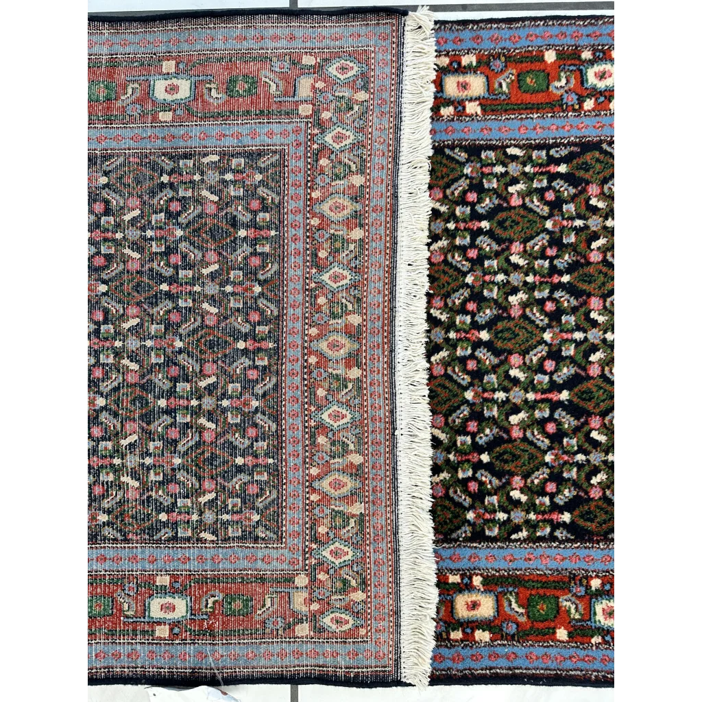 Vintage 1960s Persian Senneh runner rug with intricate geometric floral patterns