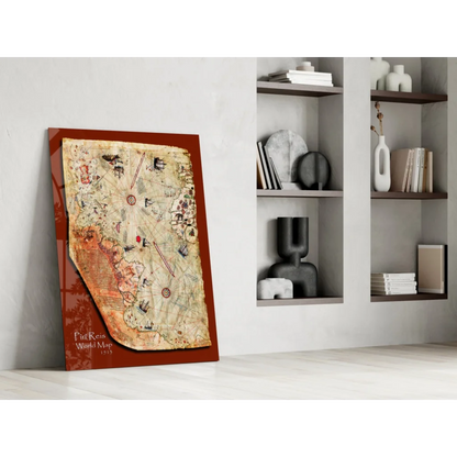 Vintage 1549 Harry Potter world map poster with parchment texture, brown frame wall art