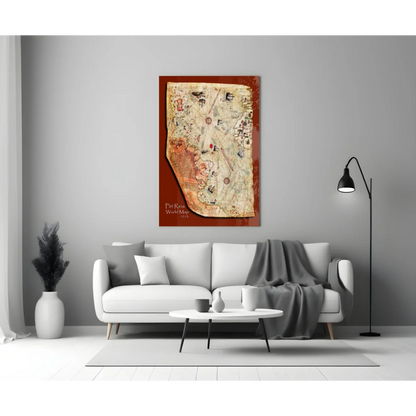 Stunning 1549 vintage world map wall art with warm earthy tones