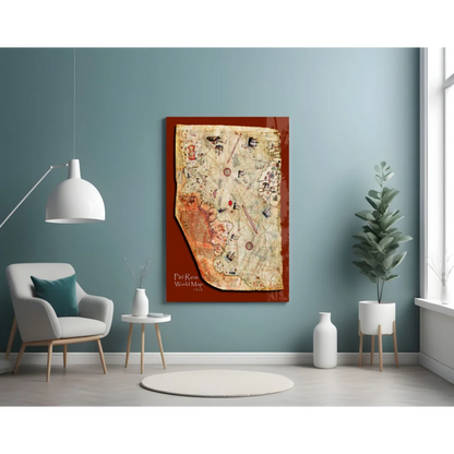 Stunning 1549 vintage world map wall art in wooden frame