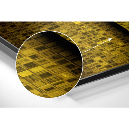 Golden circuit board on brushed aluminium dibond wall art