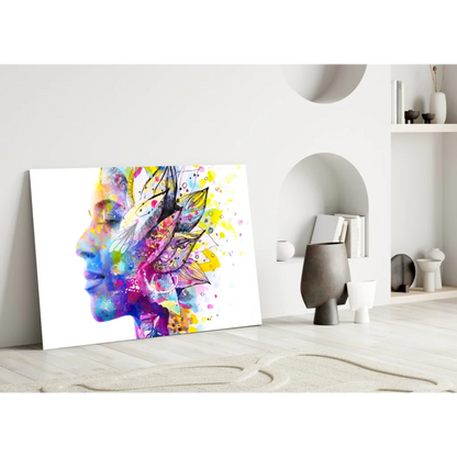 Vibrant watercolor woman portrait wall art canvas in bold colors