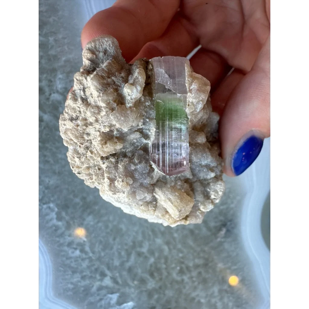 Vibrant watermelon tourmaline on albite matrix from Brazil