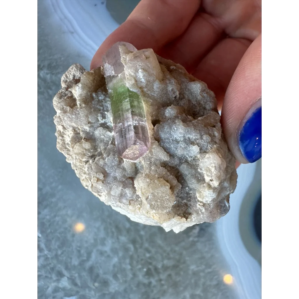 Stunning watermelon tourmaline on albite matrix from Brazil