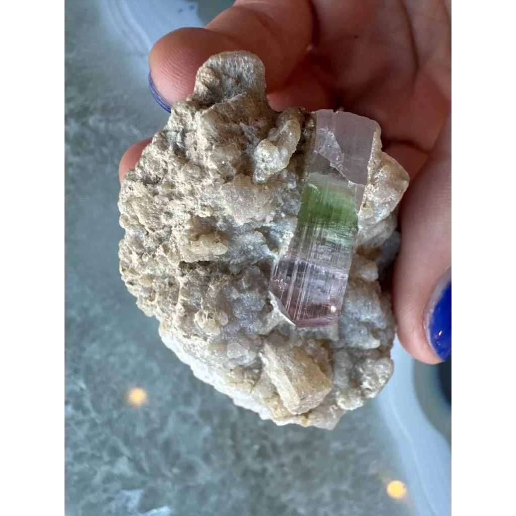 Stunning watermelon tourmaline on albite matrix from Brazil