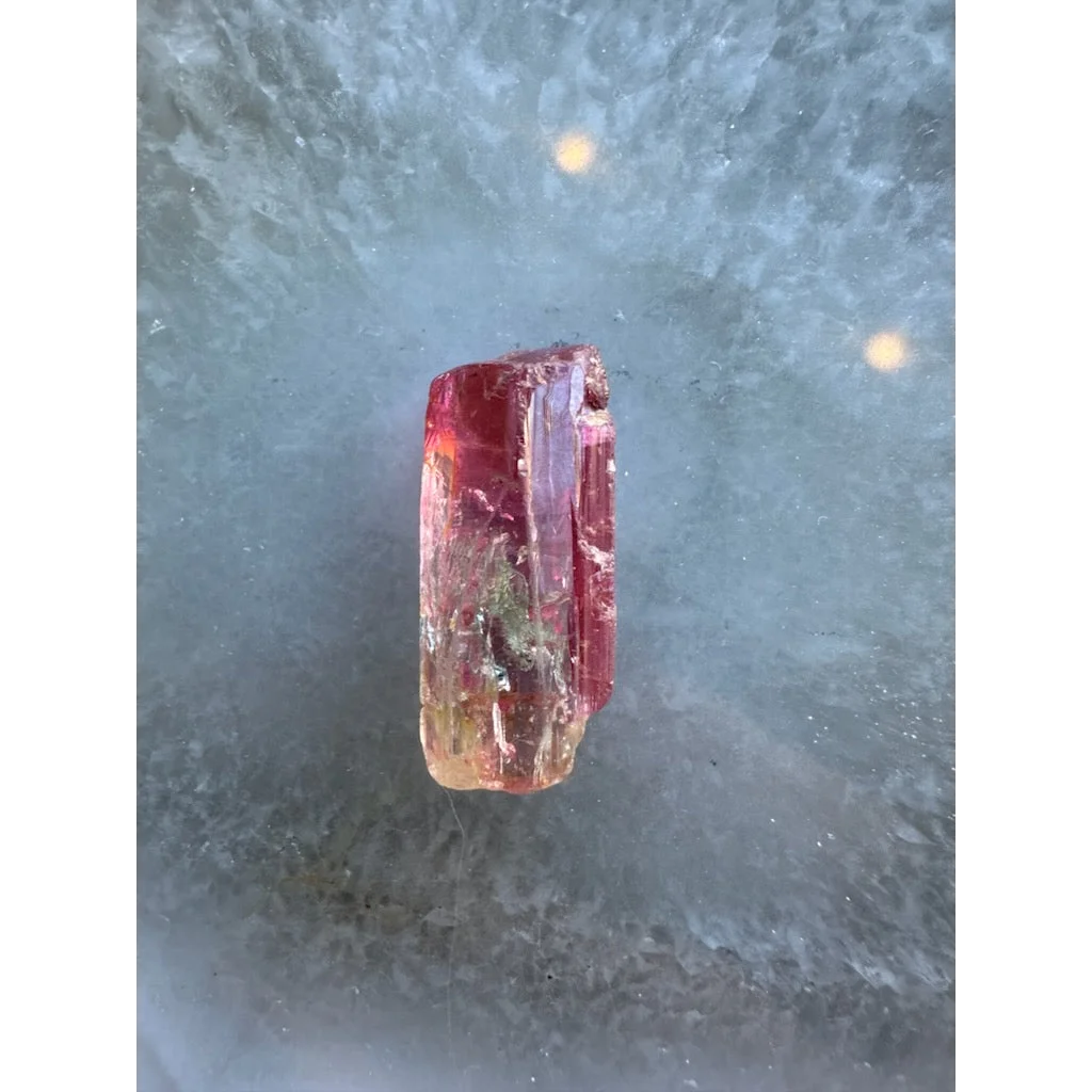 Vibrant pink red watermelon tourmaline crystal from Brazil