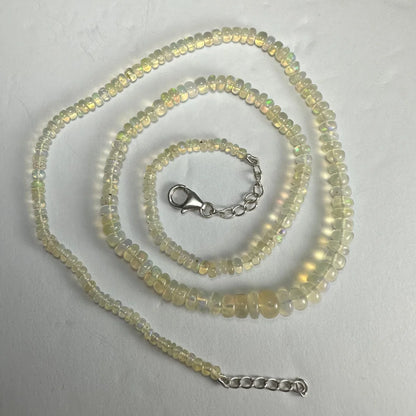 Stunning Welo opal graduated bead necklace with silver clasp