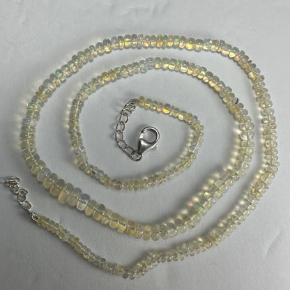Stunning Welo opal graduated bead necklace with silver clasp