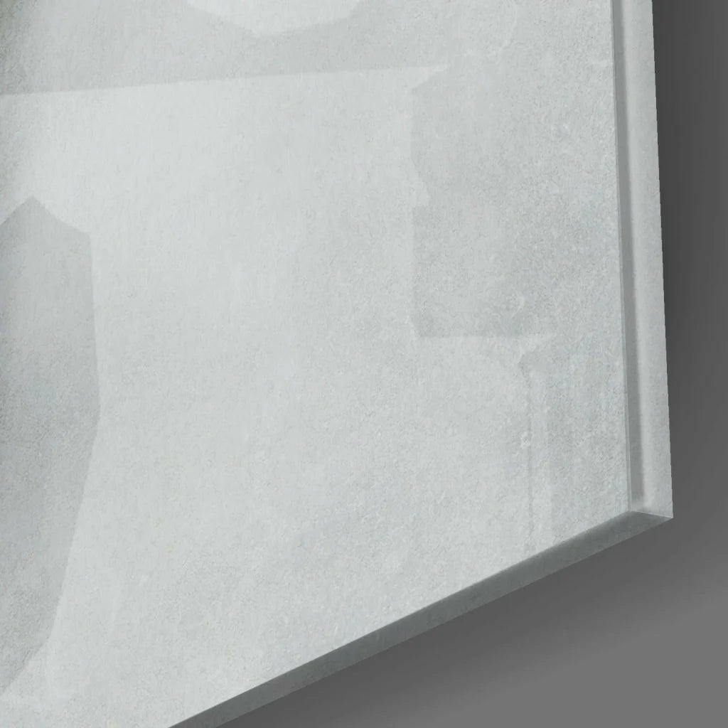 Stunning white abstract glass wall art with ghostly hand design