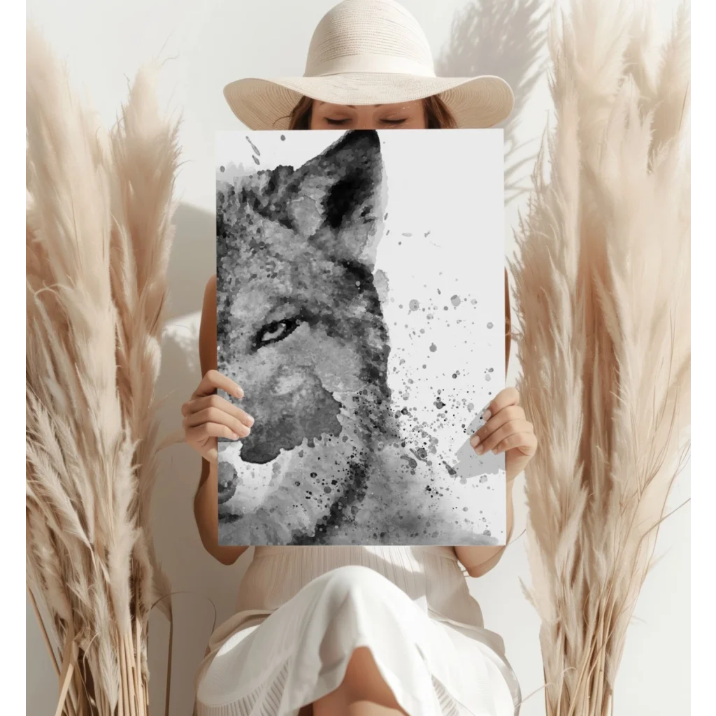 Stunning watercolor wolf poster canvas art print