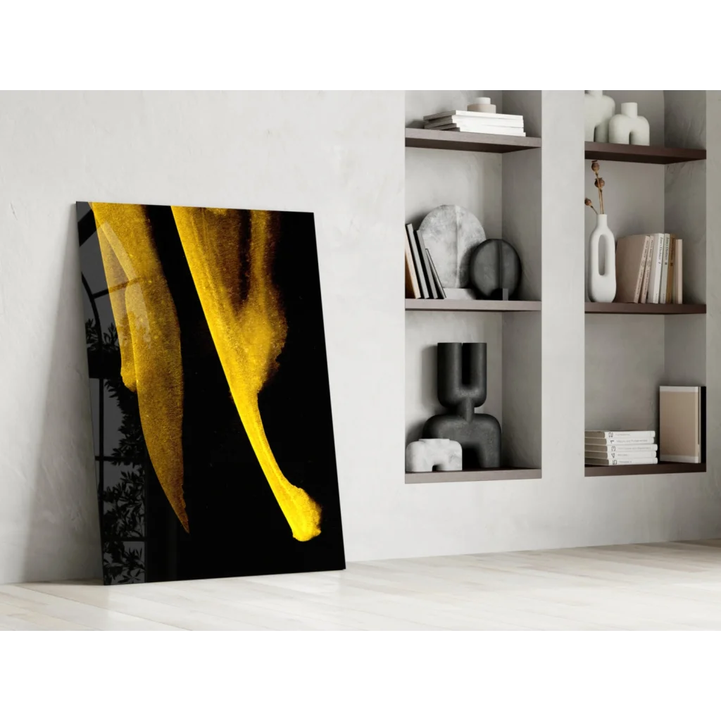 Stunning yellow banana peel glass wall art design print