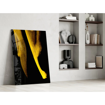 Stunning yellow banana peel glass wall art design print
