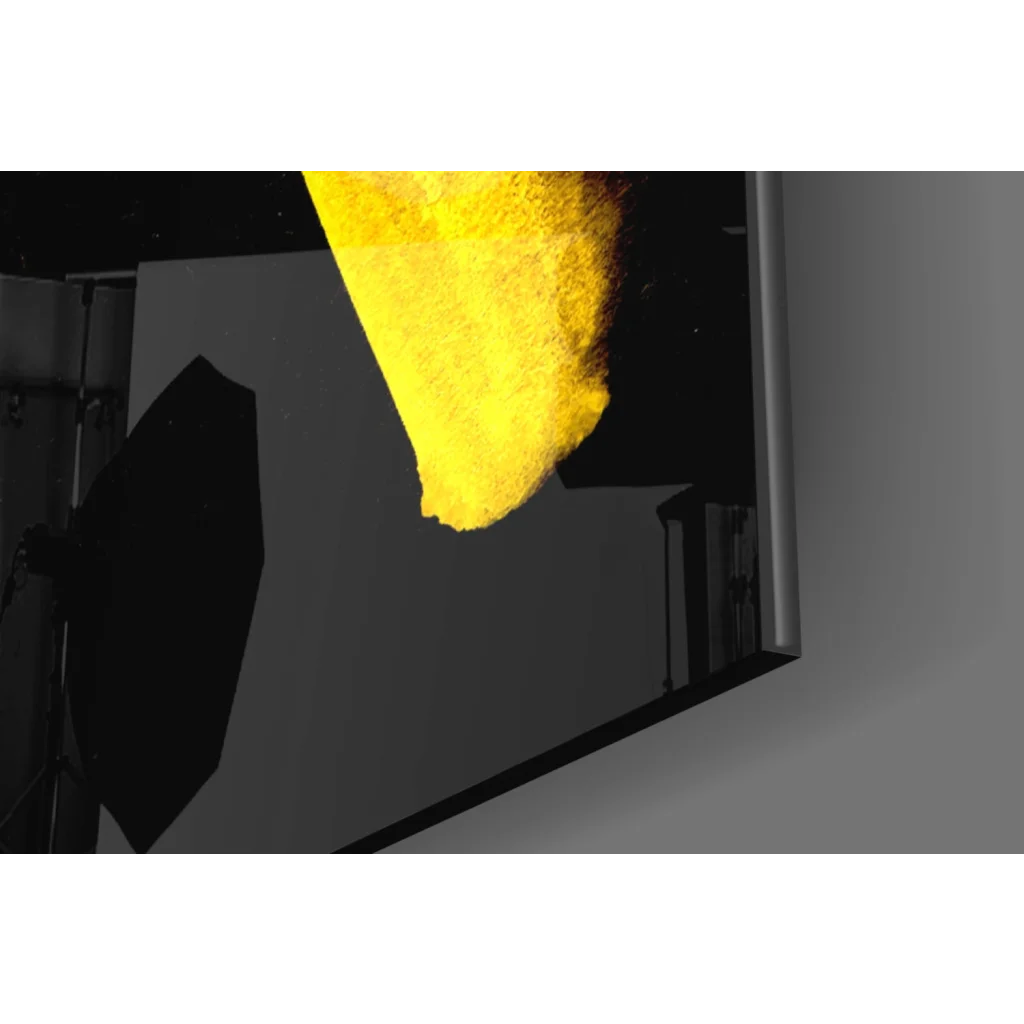 Yellow fluffy cloud pillow in stunning banana peel glass wall art