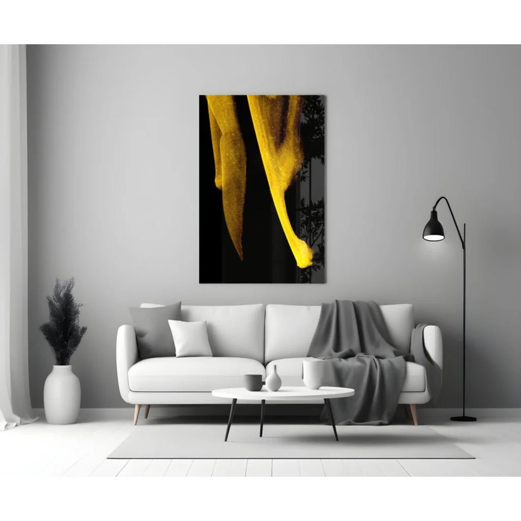 Stunning yellow banana peel glass wall art design