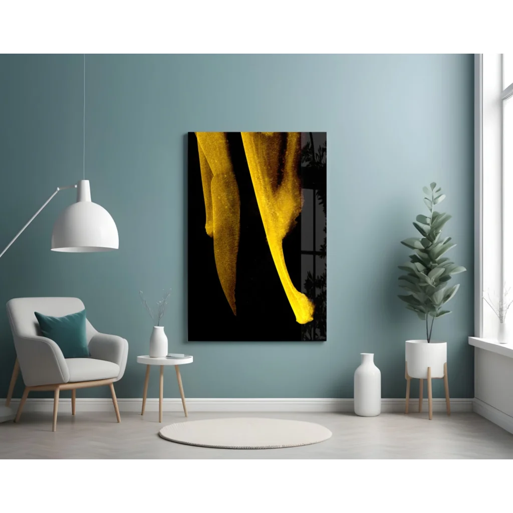 Stunning yellow banana peel glass wall art on canvas