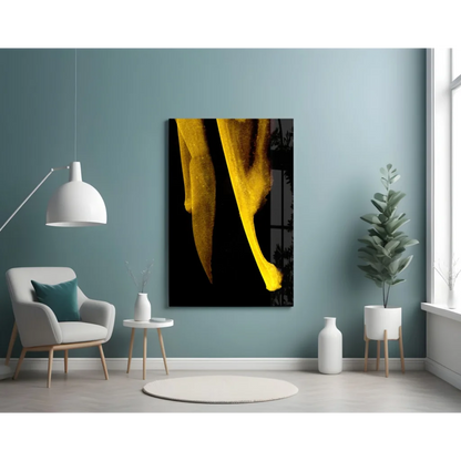 Stunning yellow banana peel glass wall art on canvas