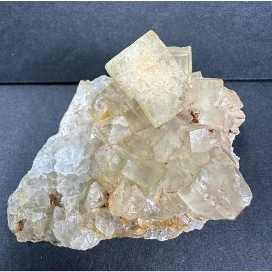 Stunning yellowish-green cubic fluorite cluster from Morocco