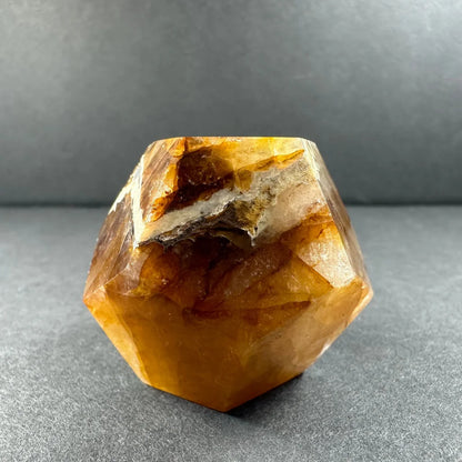 Stunning yellow hematoid quartz dodecahedron carving from Brazil