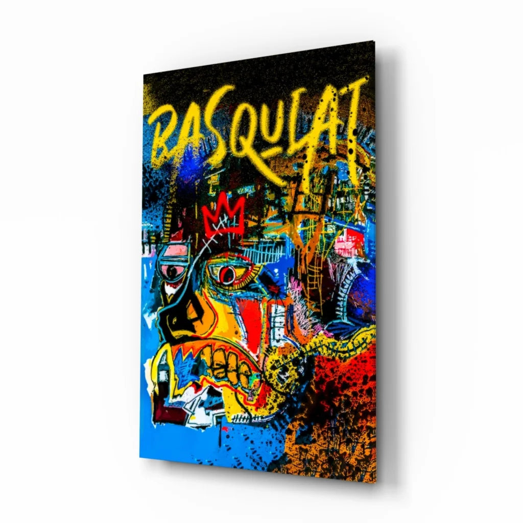 Basquiat style graffiti wall art canvas print with vibrant face
