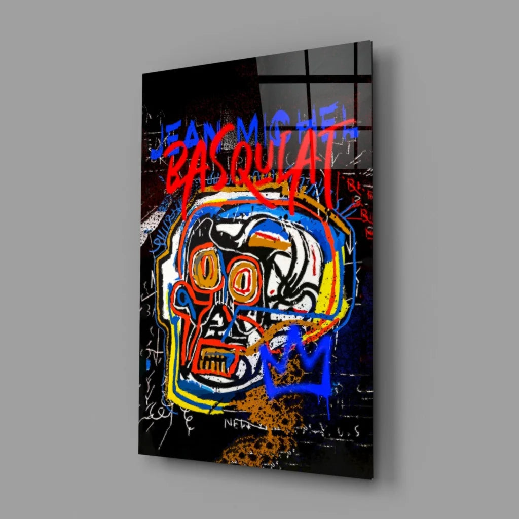 Graffiti Skull Canvas Wall Art with Electric Color Pop | Glass Wall Art Print | vintageantiquesgifts.com