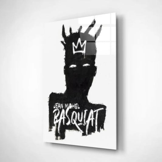 Basquiat Crown Glass Wall Art Black and White Canvas Print | Insigneart USA | vintageantiquesgifts.com