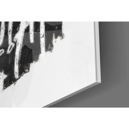 Basquiat Crown black and white glass wall art with bold brushstrokes