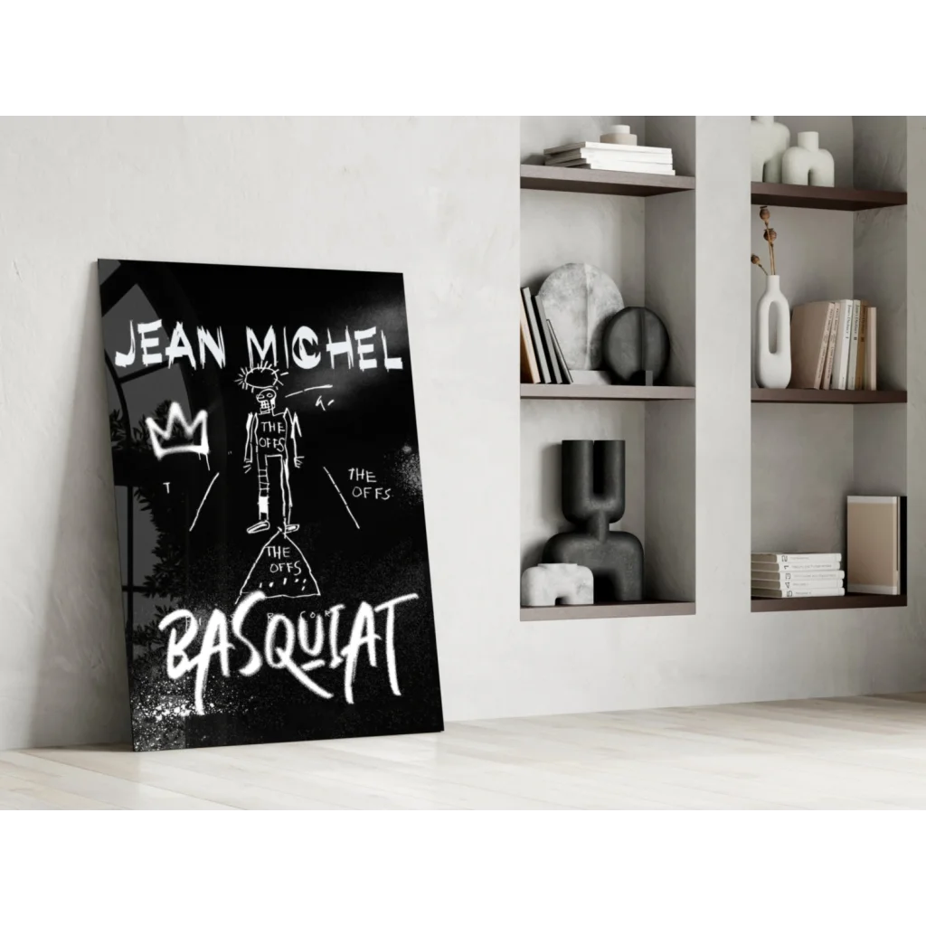 Basquiat graffiti style black canvas wall art print