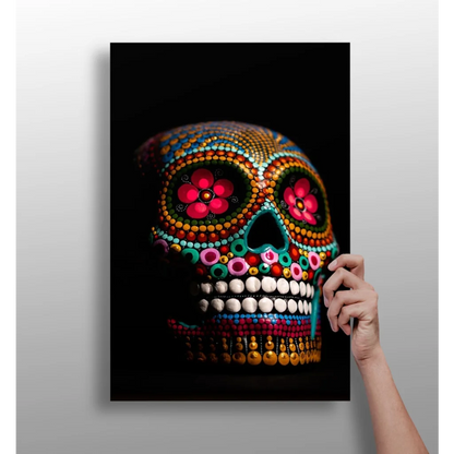 Vibrant beaded sugar skull on insigne aluminum print