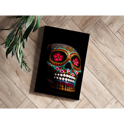 Vibrant beaded sugar skull on insigne aluminum print