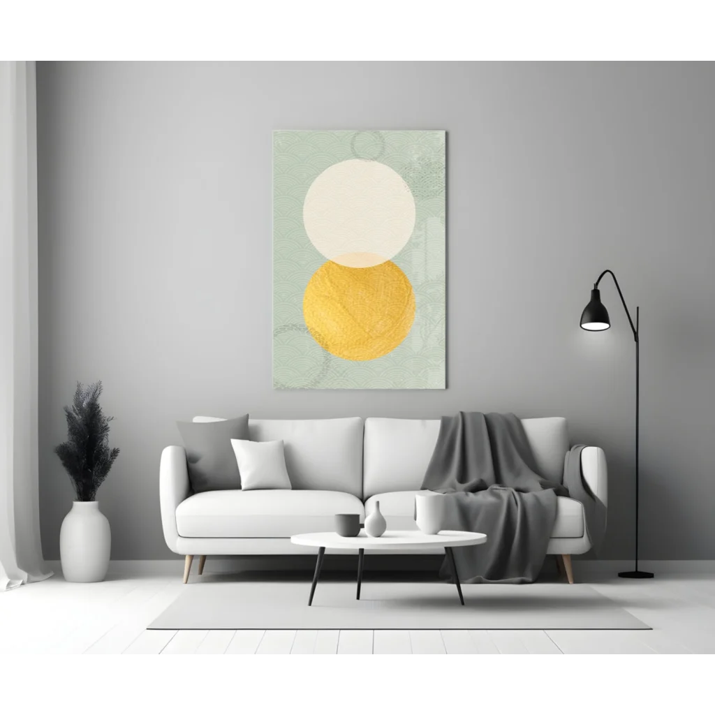 Gold Circle Mint Green Abstract Glass Wall Art Canvas | Modern Wall Art Decor | vintageantiquesgifts.com