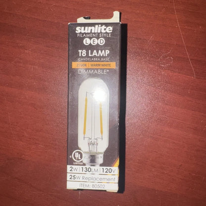 Sunlite 25W T8 bulb lamp 130 lumens warm white filament glow in box