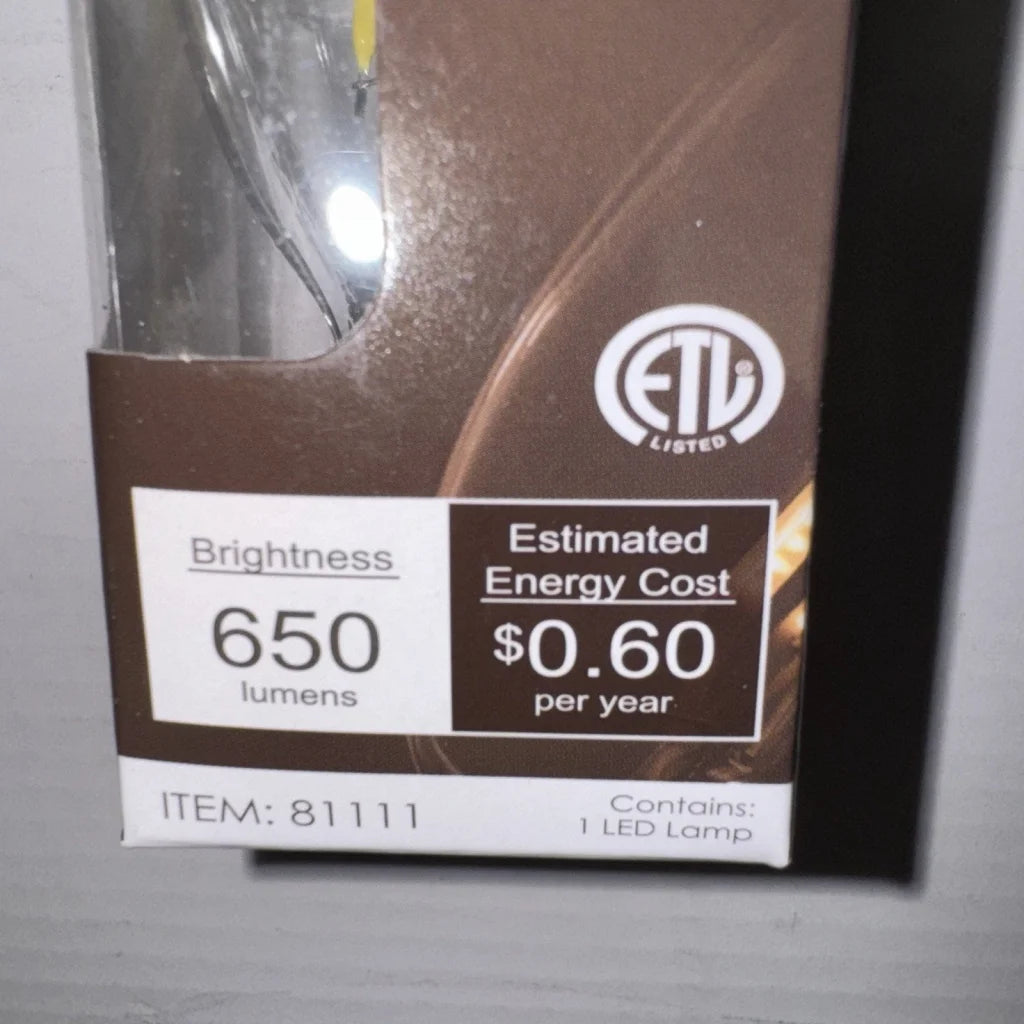 Sunlite Chandelier 5 watt 120v LED bulb in brown package with clear glass