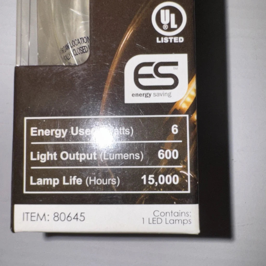 Sunlite Chandelier 6 watt item 80645 antique 6W 600 lumen LED bulb